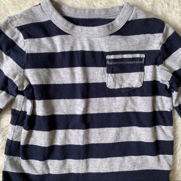 BABY GAP | Navy Blue & Gray Striped Shirt - Picture 2 of 5